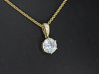Gouden solitair hanger met een diamant van 1.50 carat, excl. ketting