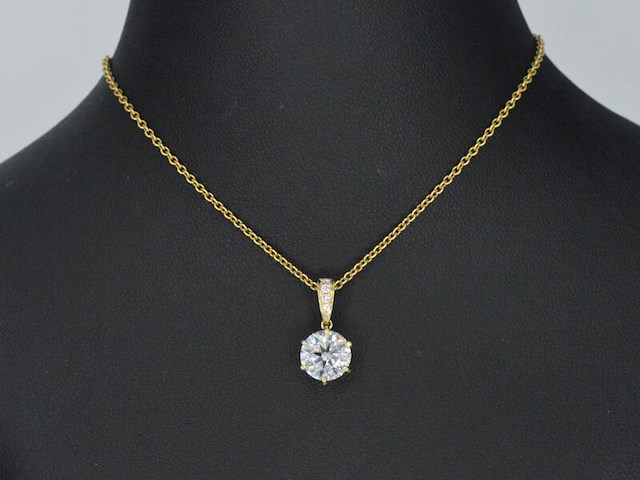 Gouden solitair hanger met een diamant van 1.50 carat, excl. ketting - afbeelding 2 van  7
