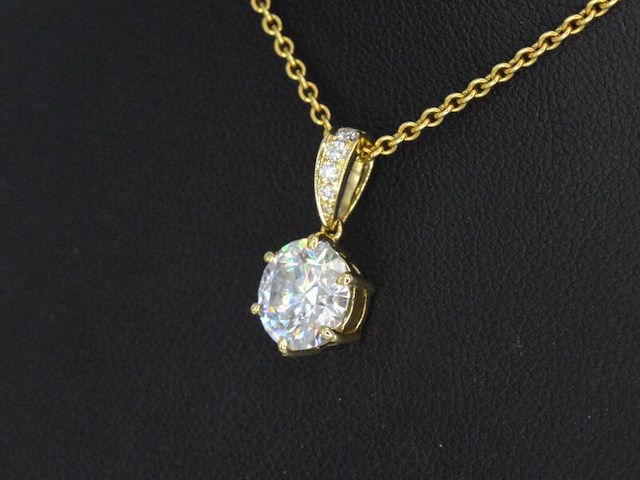 Gouden solitair hanger met een diamant van 1.50 carat, excl. ketting - afbeelding 3 van  7