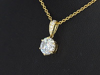 Gouden solitair hanger met een diamant van 1.50 carat, excl. ketting - afbeelding 3 van  7