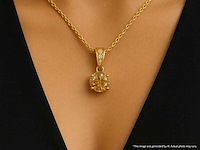 Gouden solitair hanger met een diamant van 1.50 carat, excl. ketting - afbeelding 3 van  10