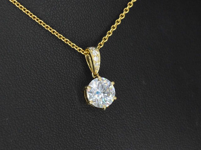 Gouden solitair hanger met een diamant van 1.50 carat - afbeelding 1 van  6