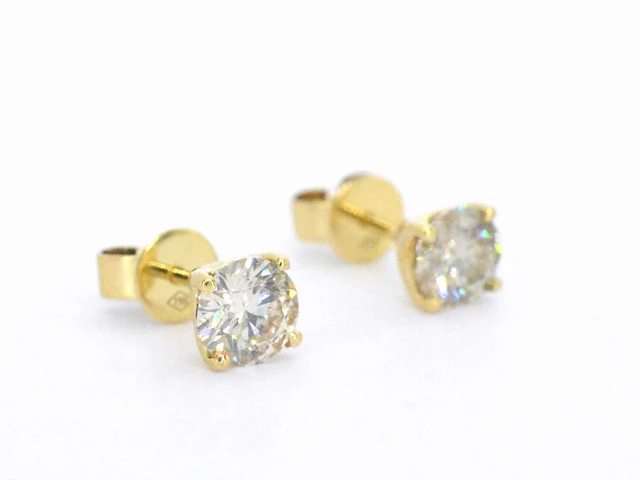 Gouden solitair oorbellen 1.50 ct - afbeelding 9 van  9