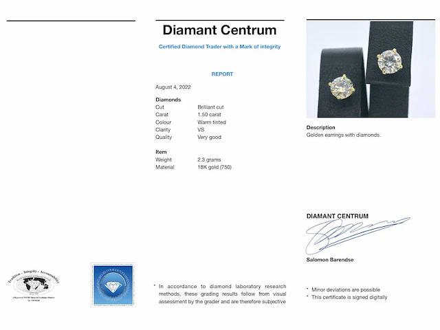 Gouden solitair oorbellen 1.50 ct - afbeelding 4 van  9