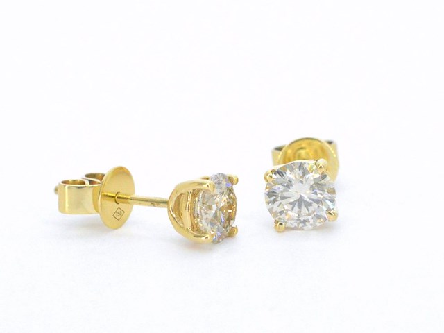 Gouden solitair oorbellen 1.60 carat - afbeelding 1 van  10