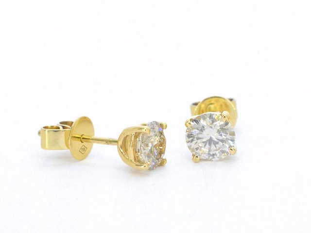 Gouden solitair oorbellen 1.60 carat - afbeelding 1 van  10