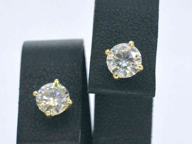 Gouden solitair oorbellen 1.60 carat - afbeelding 6 van  10