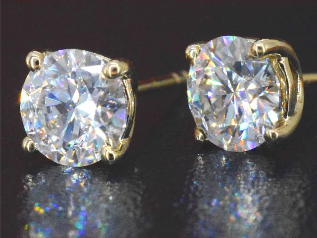 Gouden solitair oorbellen 2.00 ct - afbeelding 6 van  8