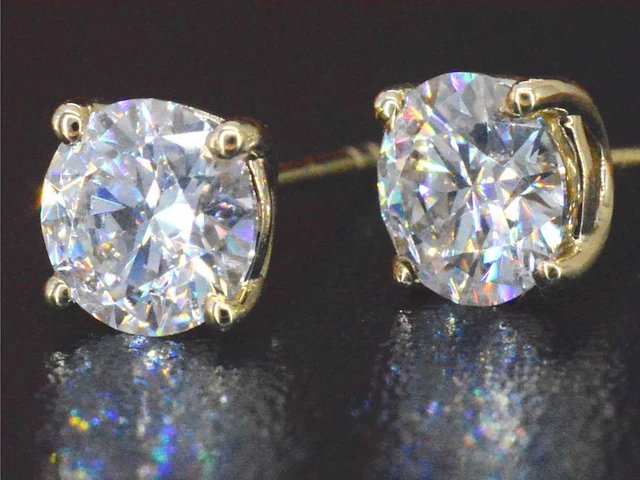 Gouden solitair oorbellen 2.00 ct - afbeelding 5 van  8