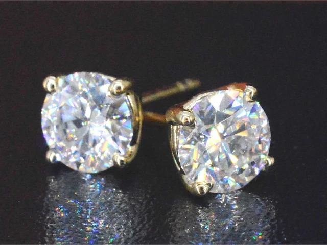 Gouden solitair oorbellen 2.00 ct - afbeelding 6 van  8
