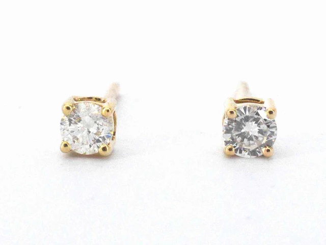 Gouden solitair oorbellen briljant 0.20 ct - afbeelding 1 van  7