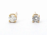 Gouden solitair oorbellen briljant 0.20 ct