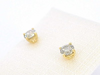 Gouden solitair oorbellen champagne diamant 1.00 carat - afbeelding 7 van  8
