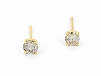 Gouden solitair oorbellen champagne diamant 1.00 ct
