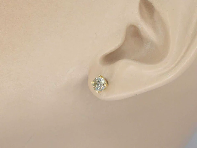 Gouden solitair oorbellen champagne diamant 1.00 ct - afbeelding 2 van  8