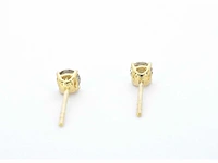 Gouden solitair oorbellen champagne diamant 1.00 ct - afbeelding 5 van  8