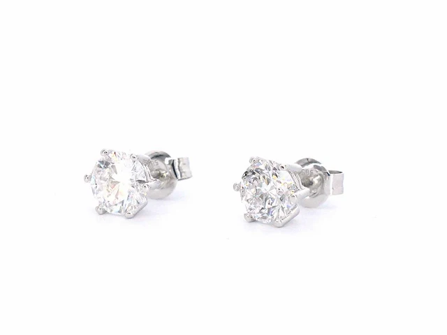 Gouden solitair oorbellen diamant 2.25 ct - afbeelding 7 van  9