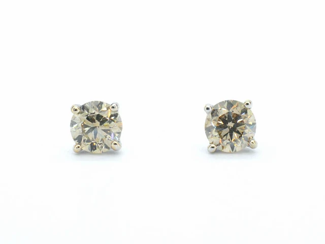 Gouden solitair oorbellen met 2.00 carat natuurlijke diamant - afbeelding 9 van  12