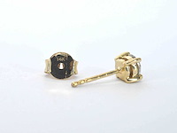 Gouden solitair oorbellen met briljant diamanten - afbeelding 5 van  5