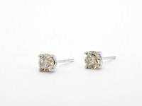 Gouden solitair oorbellen met champagne diamant 2.10 carat - afbeelding 4 van  7