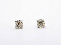 Gouden solitair oorbellen met champagne diamant 2.10 carat - afbeelding 4 van  8