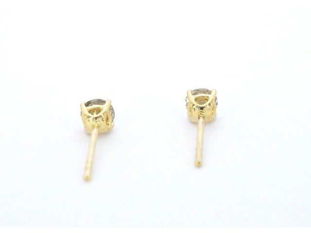 Gouden solitair oorbellen met champagne diamanten 1.00 carat - afbeelding 5 van  9
