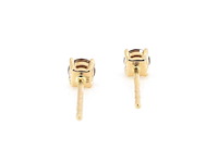 Gouden solitair oorbellen met champagne diamanten - afbeelding 6 van  8