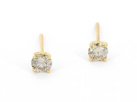 Gouden solitair oorbellen met diamanten - afbeelding 1 van  8