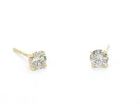 Gouden solitair oorbellen met diamanten - afbeelding 4 van  8