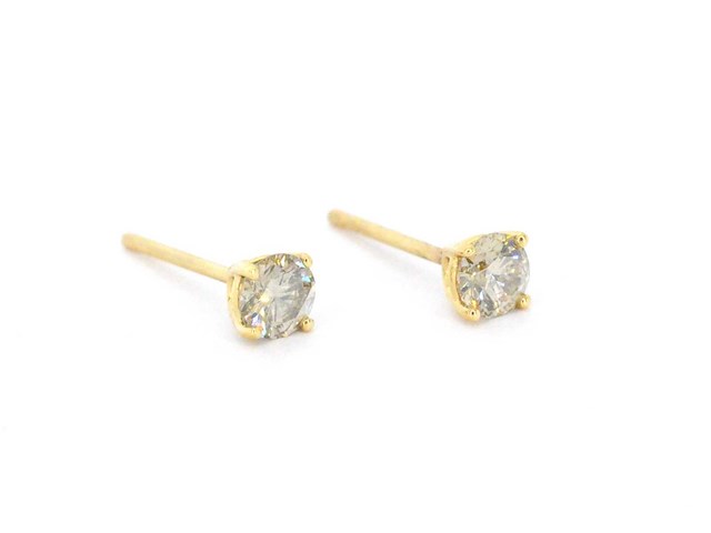 Gouden solitair oorbellen met diamanten - afbeelding 5 van  8