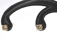 Gouden solitair oorbellen met natuurlijke briljant geslepen diamanten - afbeelding 3 van  7