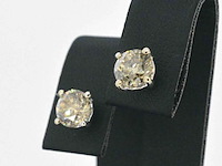 Gouden solitair oorbellen met natuurlijke champagne diamant 2.10 carat - afbeelding 3 van  9