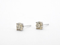 Gouden solitair oorbellen met natuurlijke champagne diamant 2.10 carat - afbeelding 4 van  9