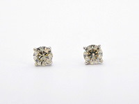 Gouden solitair oorbellen met natuurlijke champagne diamant 2.10 carat - afbeelding 5 van  9