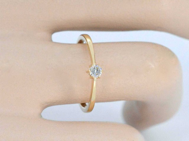 Gouden solitair ring briljant - afbeelding 3 van  10