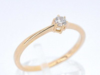 Gouden solitair ring briljant - afbeelding 5 van  10