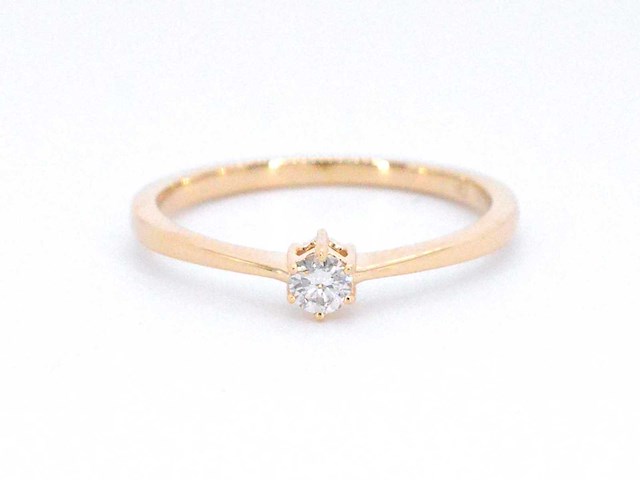 Gouden solitair ring briljant - afbeelding 7 van  10