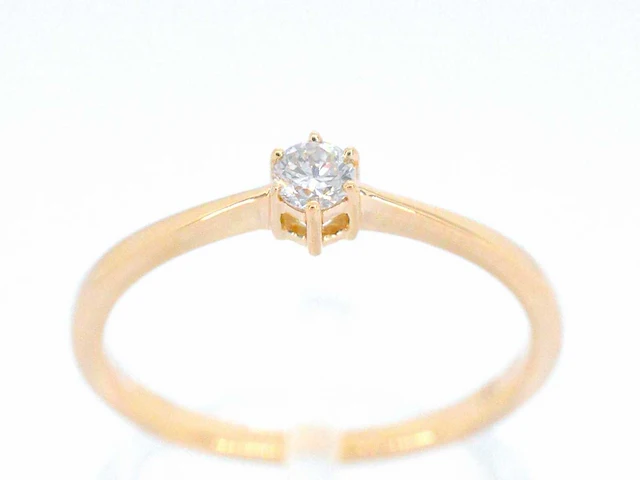 Gouden solitair ring briljant - afbeelding 1 van  10