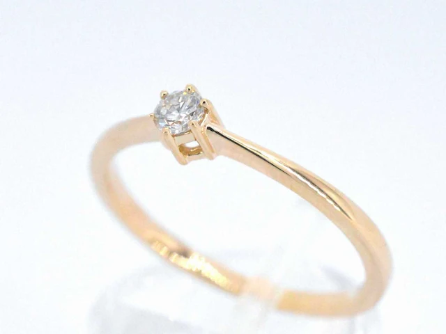 Gouden solitair ring briljant - afbeelding 4 van  10