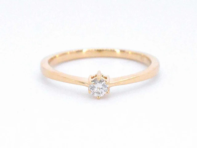 Gouden solitair ring briljant - afbeelding 7 van  10
