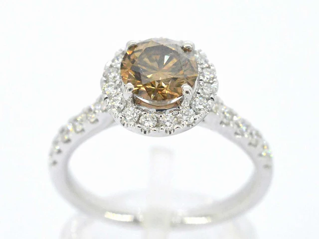 Gouden solitair ring diamant - afbeelding 1 van  10