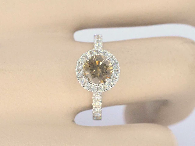Gouden solitair ring diamant - afbeelding 3 van  10