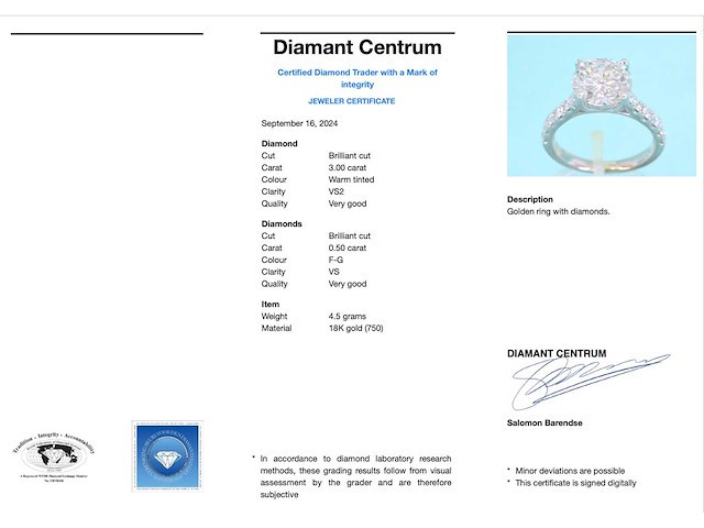 Gouden solitair ring met diamant 3.00 carat - afbeelding 3 van  7