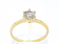 Gouden solitair ring met diamant - afbeelding 1 van  11