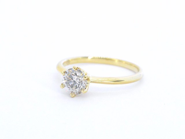 Gouden solitair ring met diamant - afbeelding 10 van  11