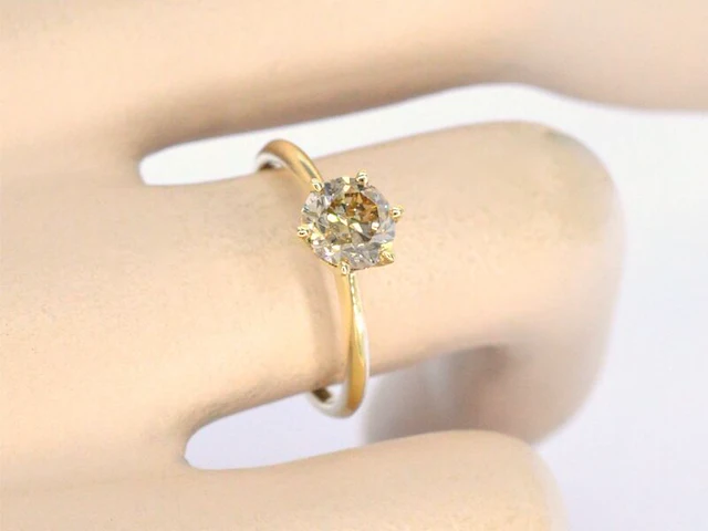 Gouden solitair ring met diamant - afbeelding 3 van  10