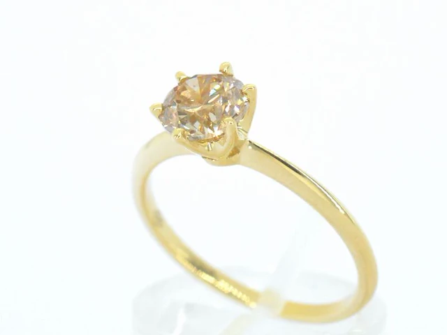 Gouden solitair ring met diamant - afbeelding 4 van  10