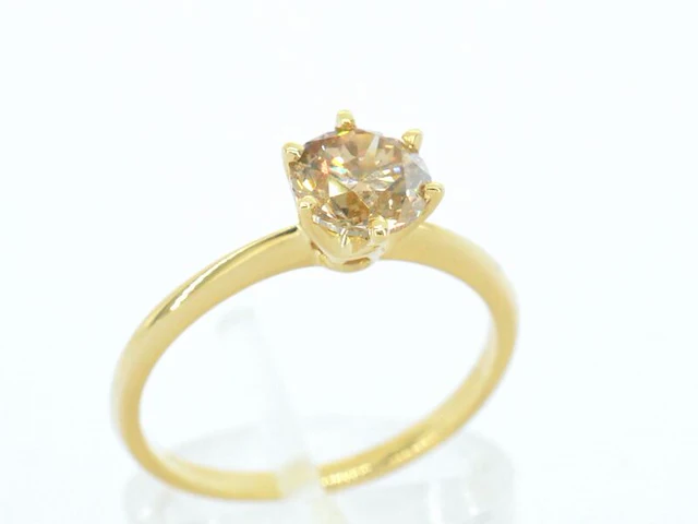 Gouden solitair ring met diamant - afbeelding 5 van  10