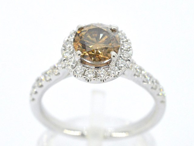 Gouden solitair ring met diamanten - afbeelding 1 van  11