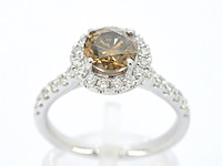 Gouden solitair ring met diamanten - afbeelding 1 van  11